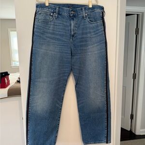 Women’s J.Crew Straight Leg Jeans with Brown Suede Side Stripe